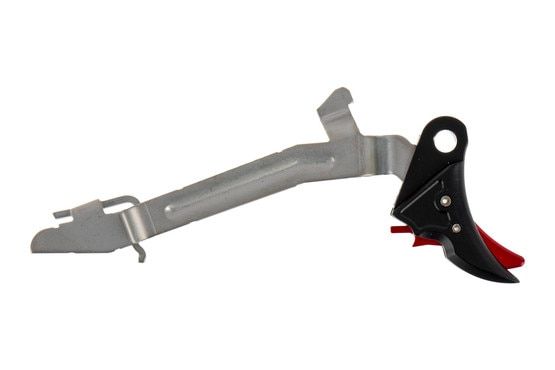 The Overwatch Precision Glock Trigger Gen 1-4 FALX is black and red anodized